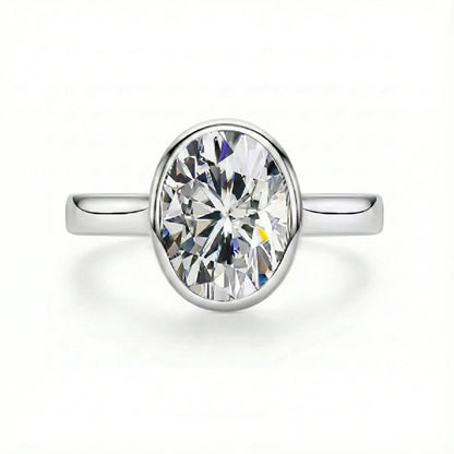 Oval Cut 3 Carat  Moissanite Bezel Solitaire Ring