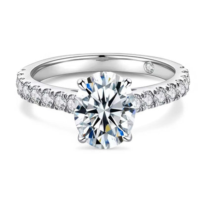 Elegant 2 Carat/3 Carat Oval Pavé Ring