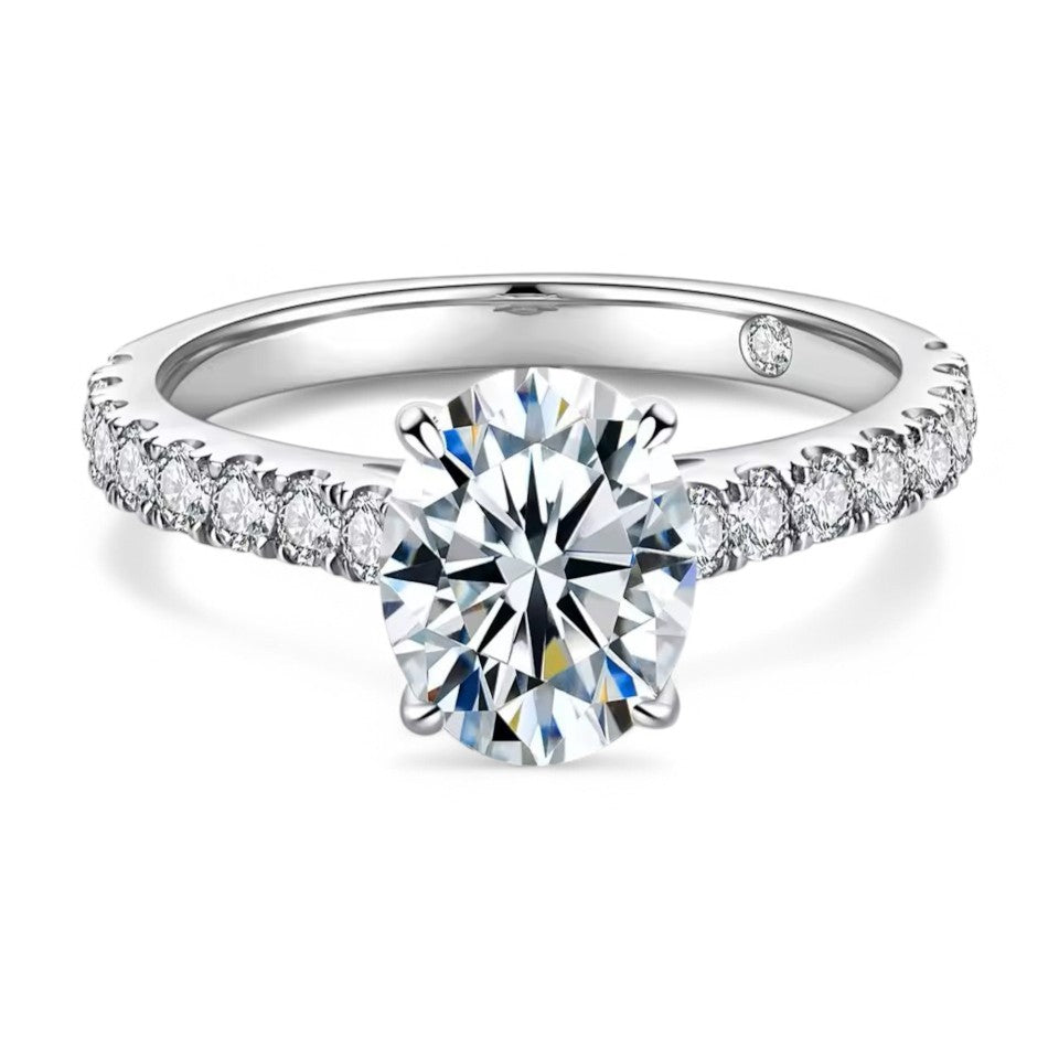 Elegant 2 Carat/3 Carat Oval Pavé Ring Aura Diamonds