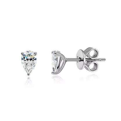 Elegant Pear Teardrop Stud Earrings - Rose Gold/White Gold Plated- 2/4/8 Carat Moissanite - Sterling Silver