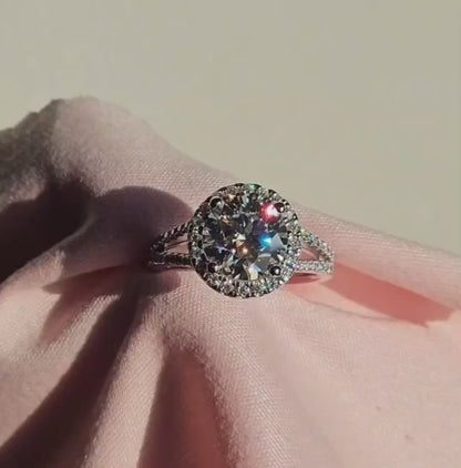 Luxury Kylie 3 Carat Halo Ring - Pave Band
