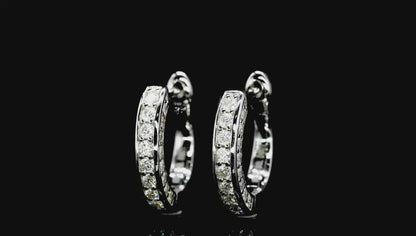 Elegant Chic Huggie Hoop Earrings - Moissanite [Rhodium Plated]