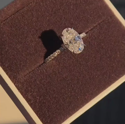 Oval Cut 2.5 Carat - Elongated Oval - Pave Band - Moissanite | Luxury Collection