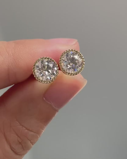 Elegant 2 Carat European Stud Earrings - 14K 18K Solid Gold - Moissanite | Luxury Collection
