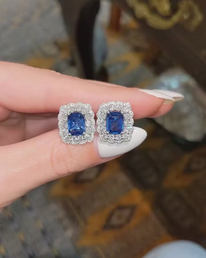 Timeless Emerald Sapphire 3 Carat Stud Earrings -14K 18K Solid Gold - Moissanite | Luxury Collection