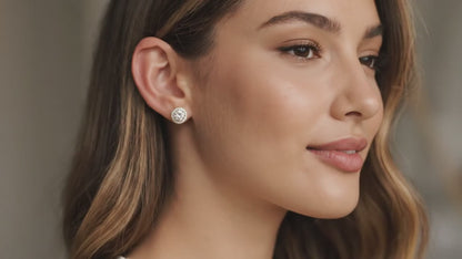 Chic Halo Stud Earrings - Moissanite - White Gold/Yellow Gold/Rose Gold [2x 1CT]