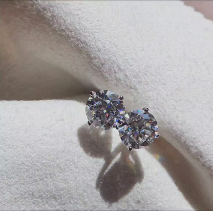 14K White Gold Moissanite Luxury Stud Earrings | Brilliant Round Cut Design