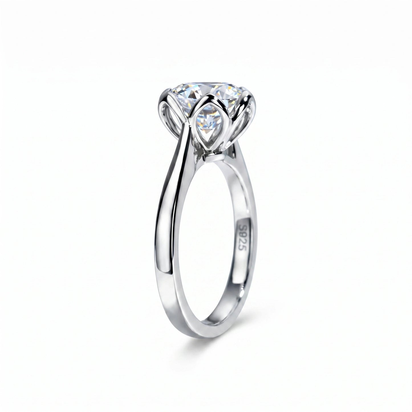 3 Carat Tulip Floral Round Moissanite Engagement Ring