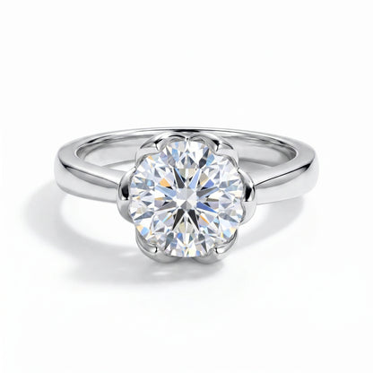 3 Carat Tulip Floral Round Moissanite Engagement Ring