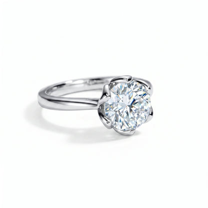 3 Carat Tulip Floral Round Moissanite Engagement Ring