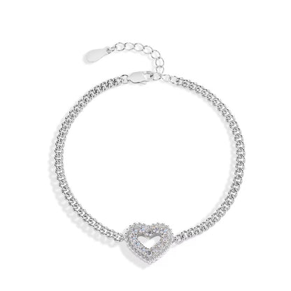 Elegant Heart Bracelet - Gold/White Gold - Moissanite