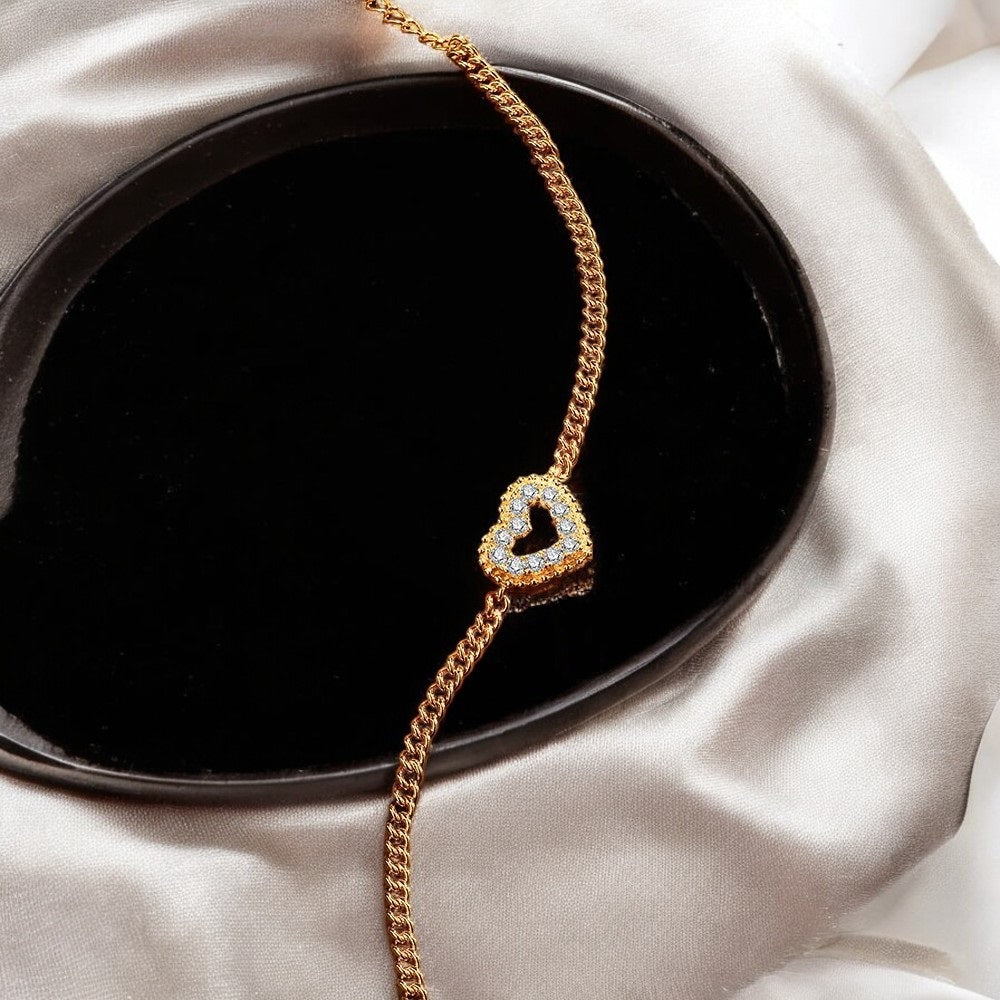 Elegant Heart Bracelet - Gold/White Gold - Moissanite