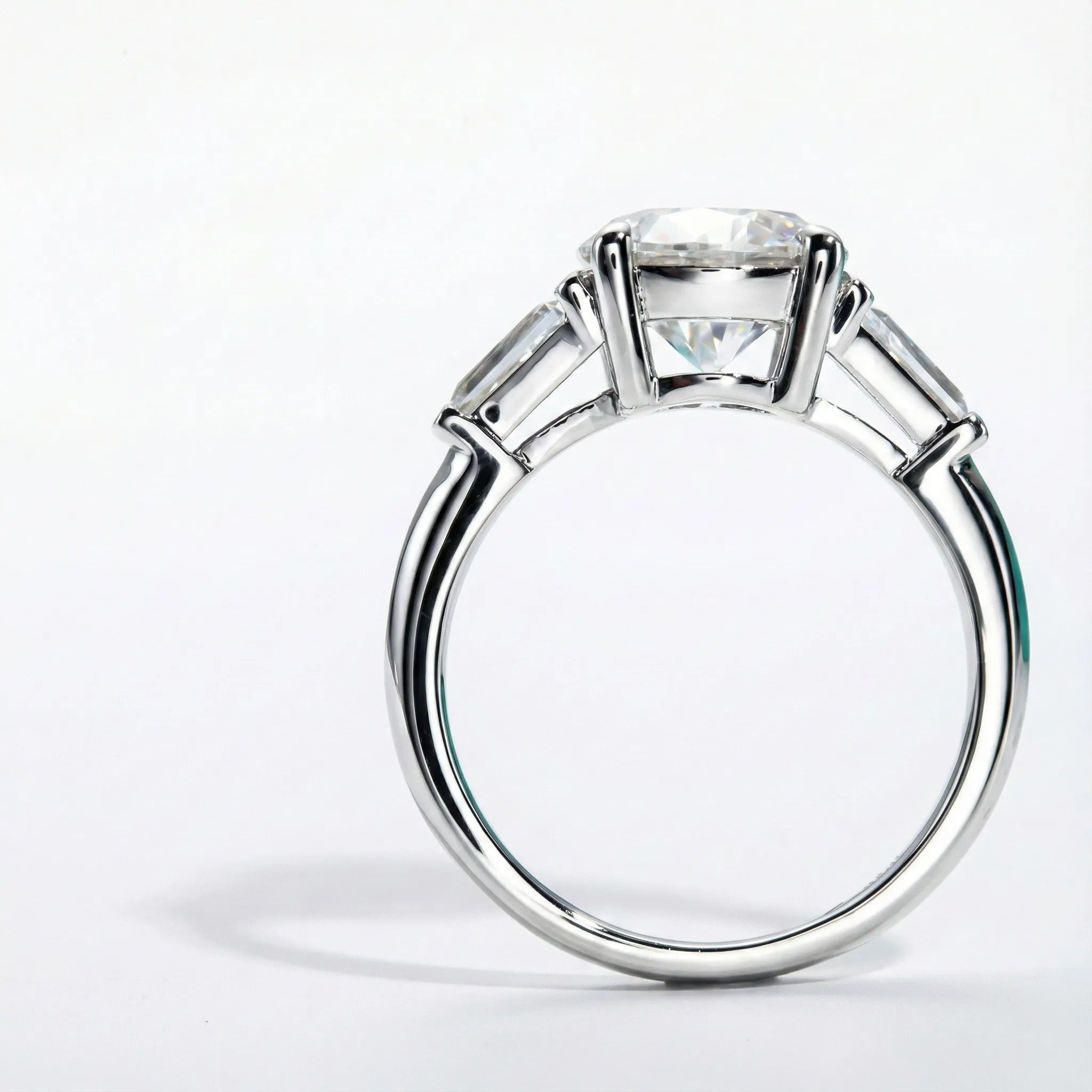 3 Carat Sofia Three-Stone Round Moissanite Engagement Ring Aura Diamonds