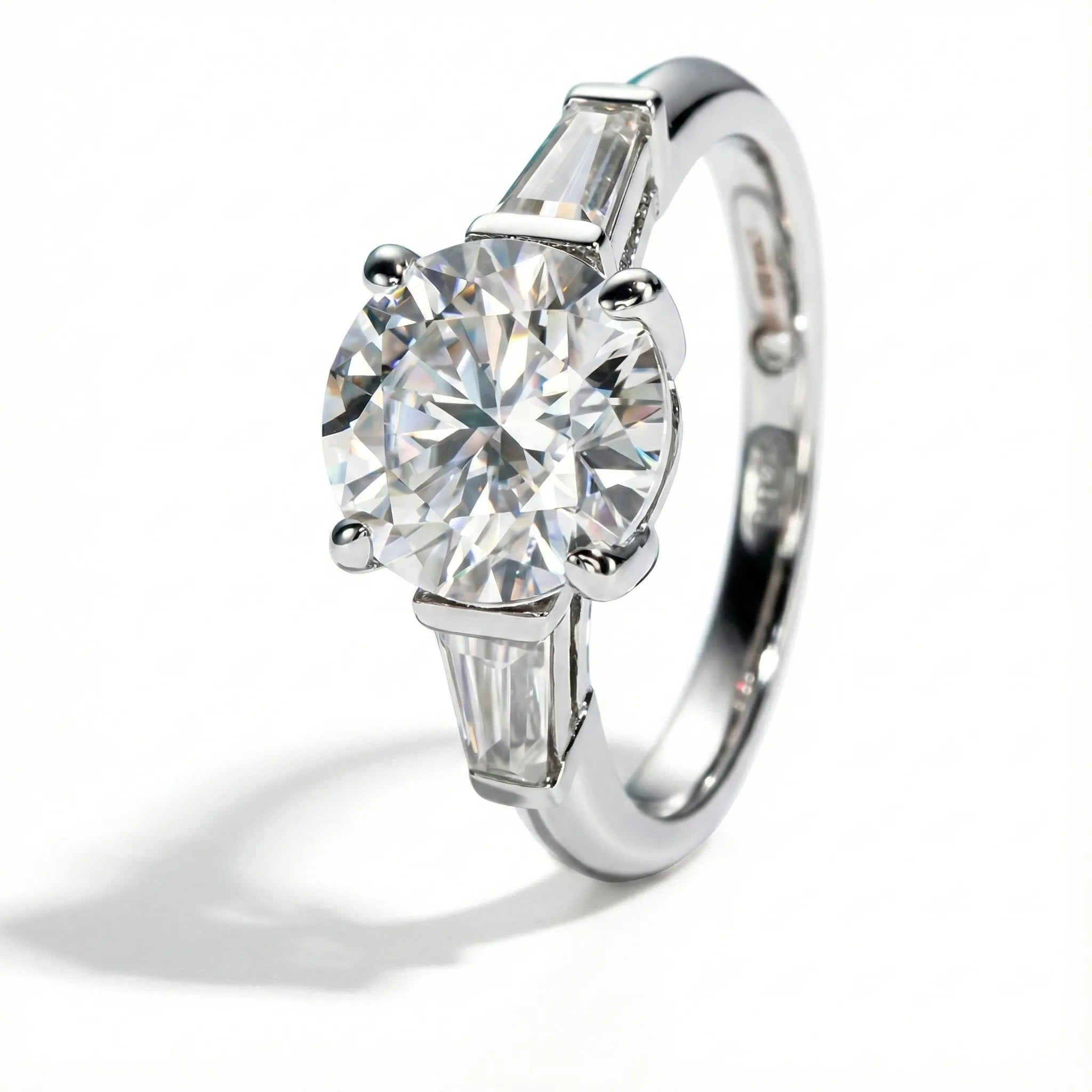 3 Carat Sofia Three-Stone Round Moissanite Engagement Ring Aura Diamonds