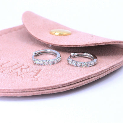 Elegant Dainty Sophia Hoop Earrings - Platinum Plated - Moissanite