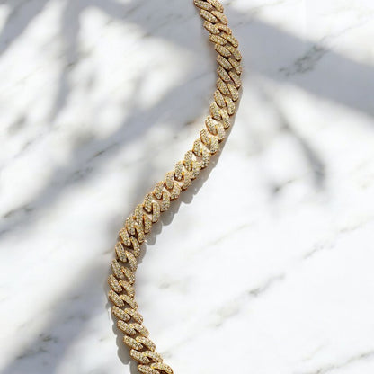 Luxury 'Wide' Cuban-Link Bracelet - Gold/White Gold - Moissanite