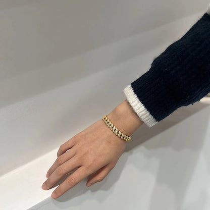 Luxury 'Wide' Cuban-Link Bracelet - Gold/White Gold - Moissanite