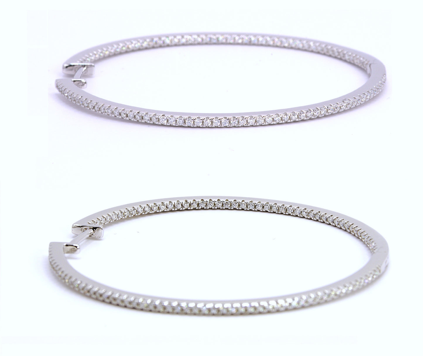Luxury Aura Large Hoop Earrings - Moissanite - Sterling Silver (Rhodium Plated)