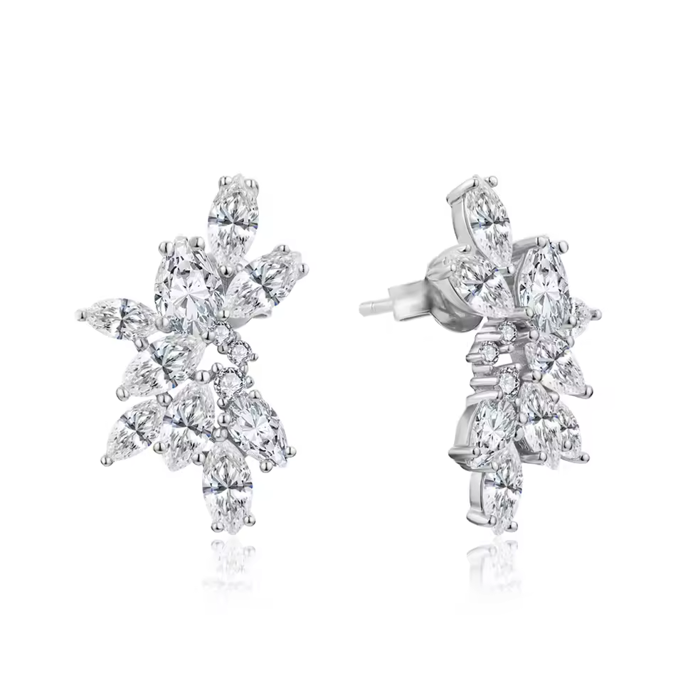 Bridal Luxury 6 Carat Emma Earrings - Marquise, Pear and Round Cut - Moissanite Aura Diamonds