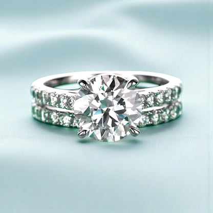 Elegant 3 Carat Moissanite Ring & Wedding Band Set