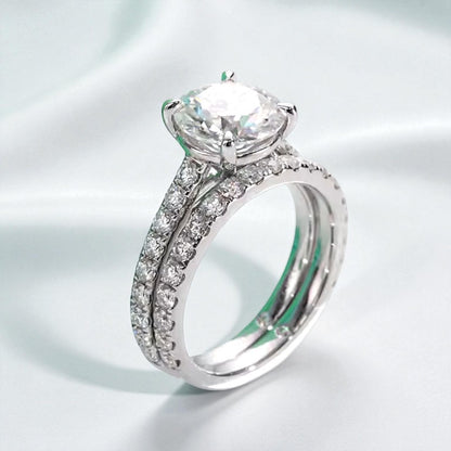 Elegant 3 Carat Moissanite Ring & Wedding Band Set