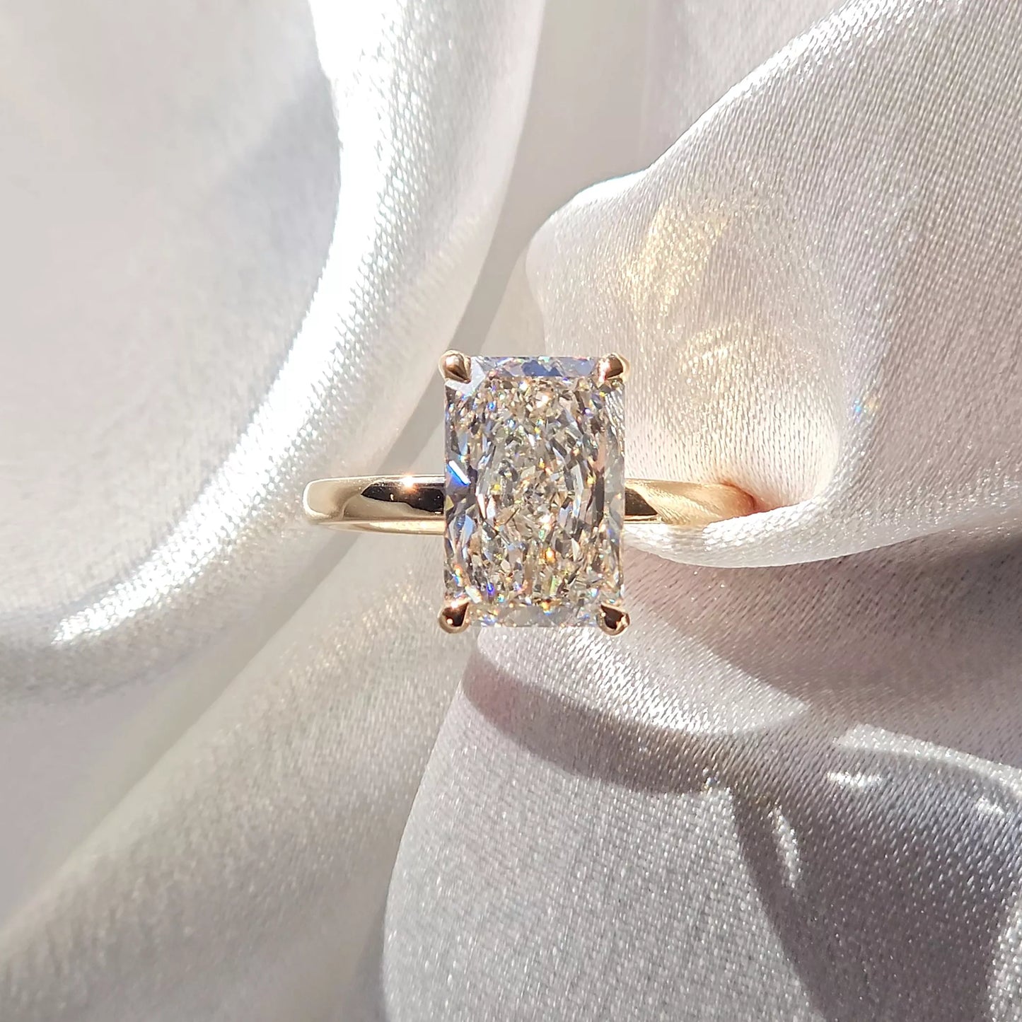 2 Carat Radiant Cut Solitaire | 10K 14K 18K Solid Gold | Lab Diamond Aura Diamonds