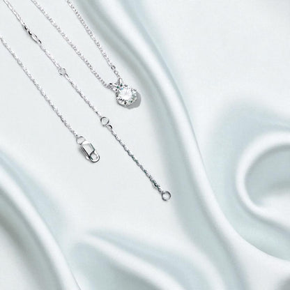 1CT/3CT/5CT Classic Pendant with Chain - Moissanite (Rhodium Plated)