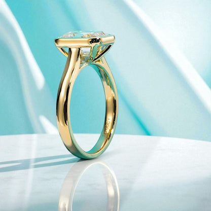 3 Carat Emerald Cut Engagement Ring - Cathedral Setting - Moissanite | Luxury Collection - Anti-Tarnish