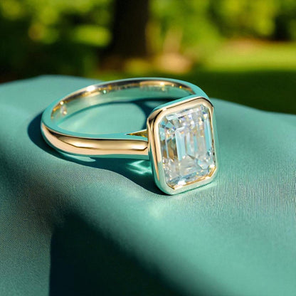 3 Carat Emerald Cut Engagement Ring - Cathedral Setting - Moissanite | Luxury Collection - Anti-Tarnish
