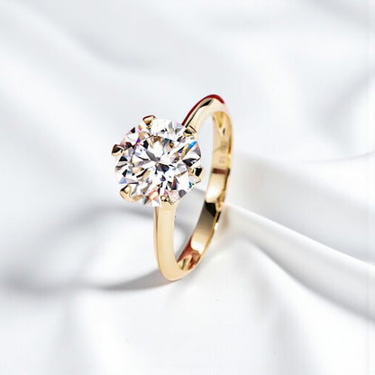 14K Gold - 3 Carat Eternity Solitaire Ring - Round Brilliant Cut Moissanite | Luxury Collection