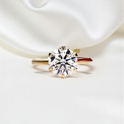 14K Gold - 3 Carat Eternity Solitaire Ring - Round Brilliant Cut Moissanite | Luxury Collection