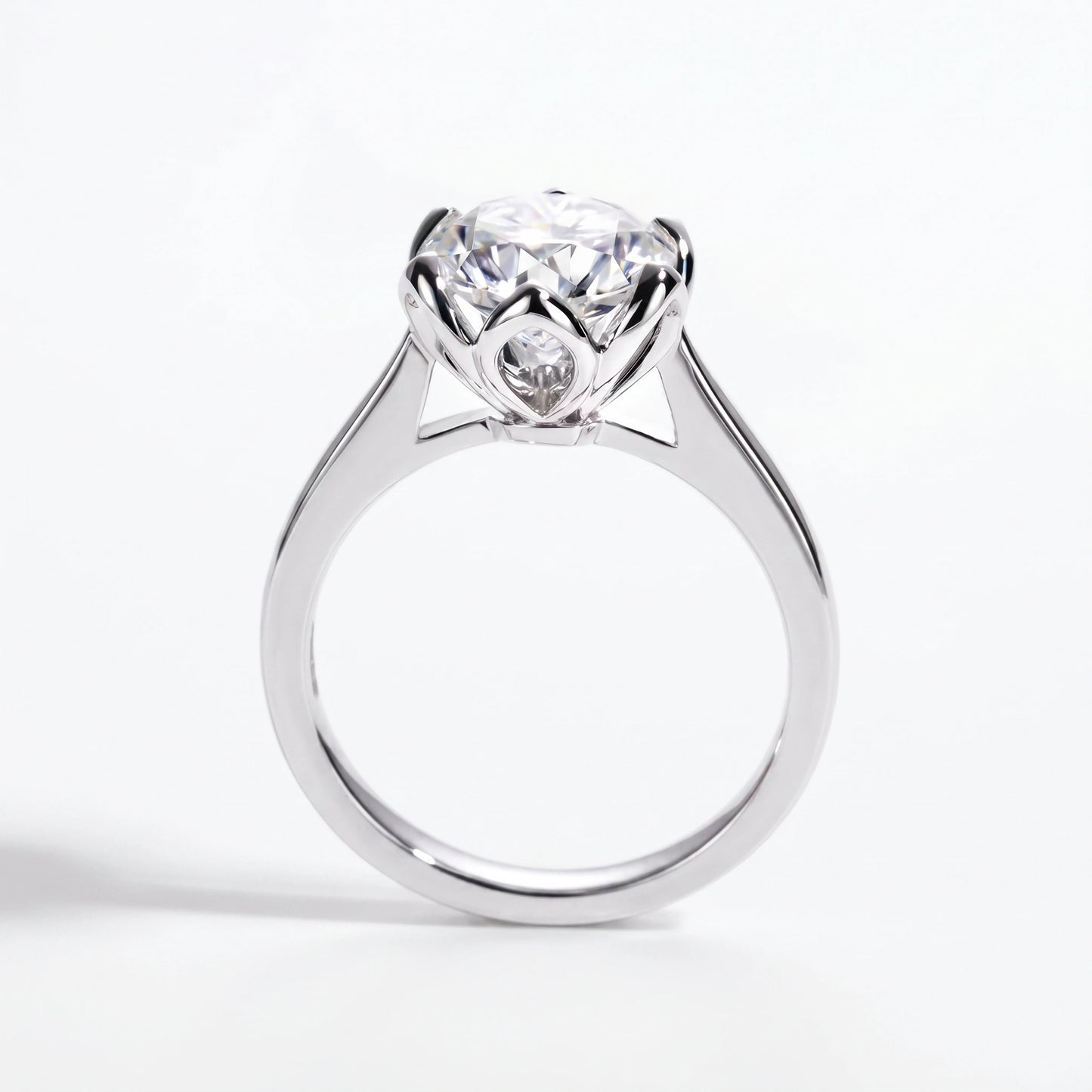 3 Carat Tulip Floral Round Moissanite Engagement Ring