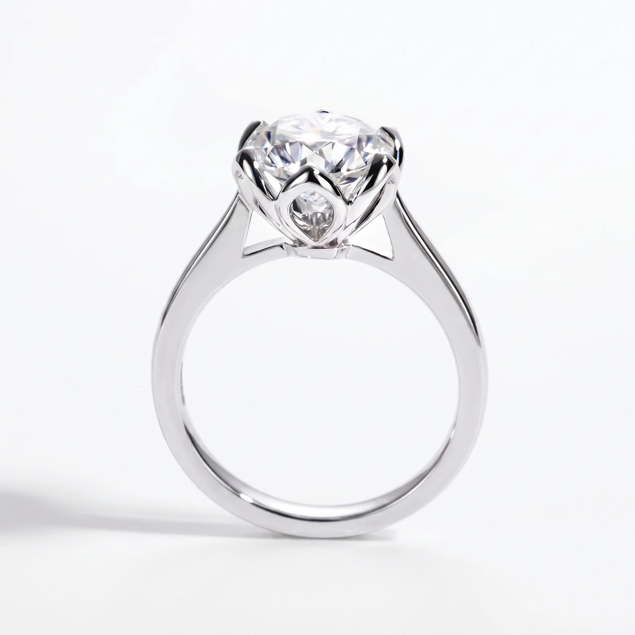 3 Carat Tulip Floral Round Moissanite Engagement Ring Aura Diamonds