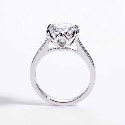 3 Carat Tulip Floral Round Moissanite Engagement Ring
