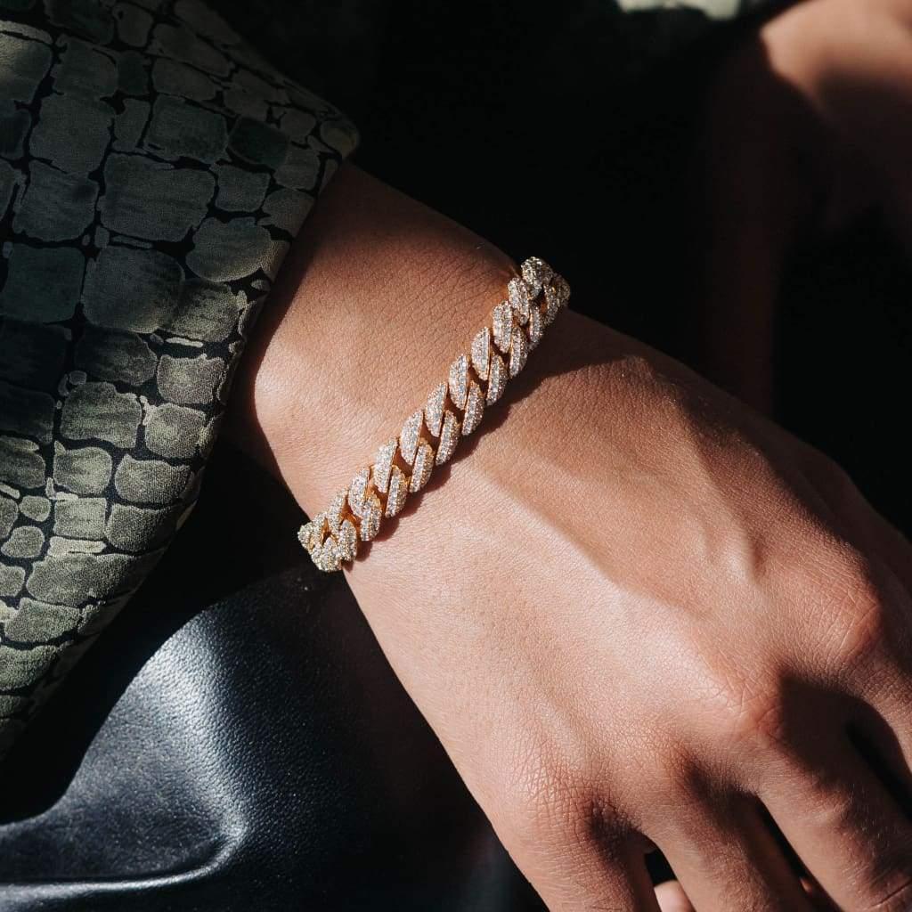 Luxury 'Wide' Cuban-Link Bracelet - Gold/White Gold - Moissanite - Mens/Womens