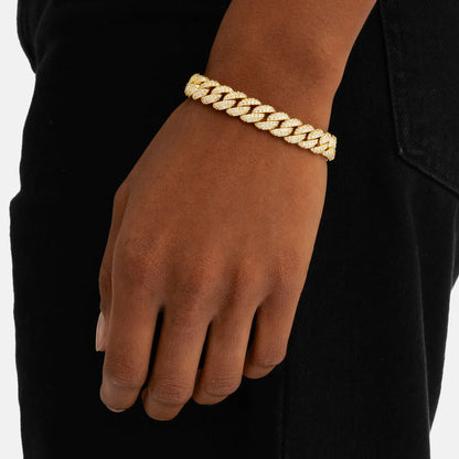 Luxury 'Wide' Cuban-Link Bracelet - Gold/White Gold - Moissanite - Mens/Womens
