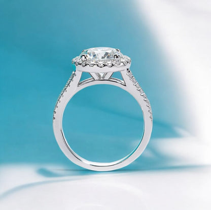 Luxury Kylie 3 Carat Halo Ring - Pave Band