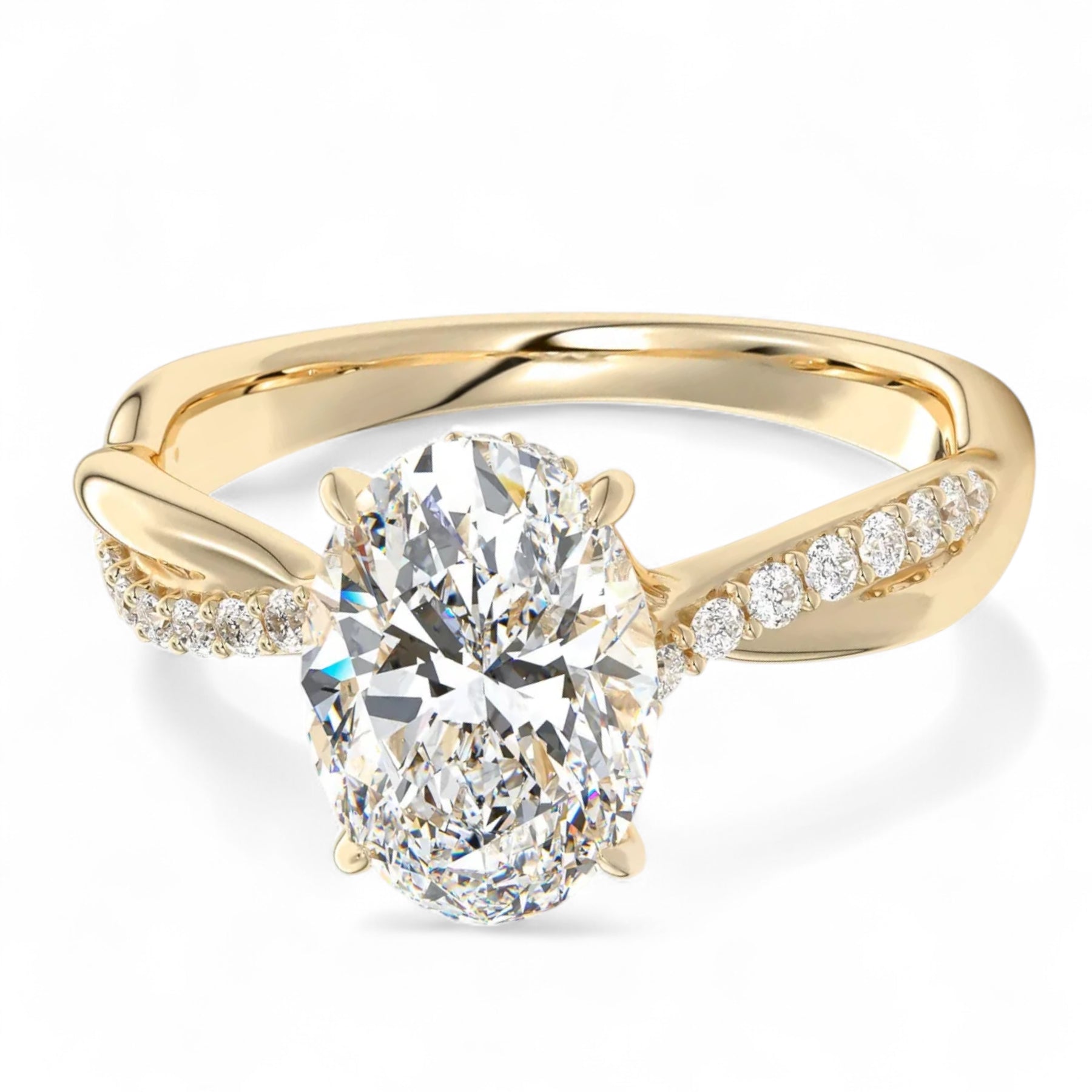 Isla Twist Band Oval Lab Diamond Engagement Ring Aura Diamonds