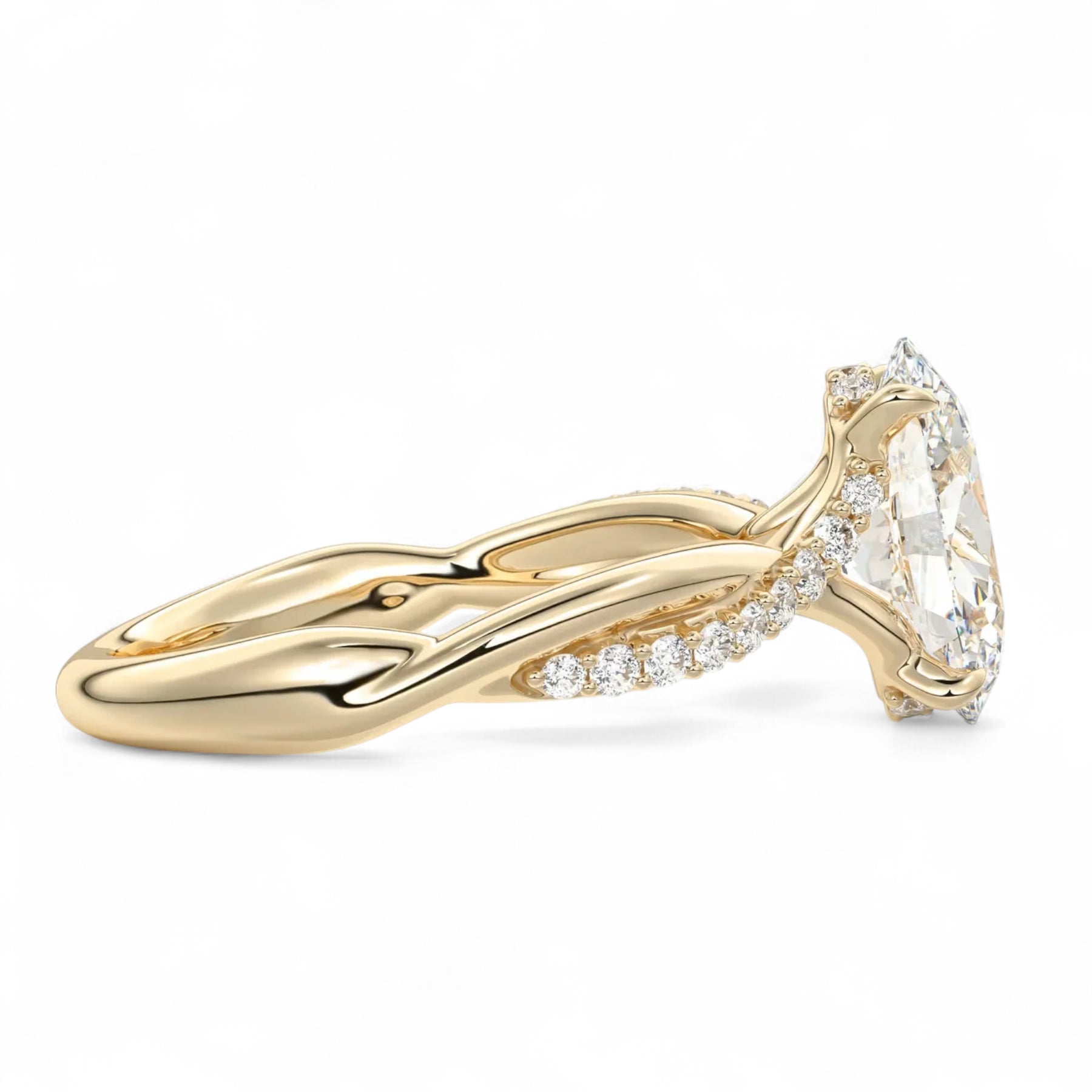 Isla Twist Band Oval Lab Diamond Engagement Ring Aura Diamonds